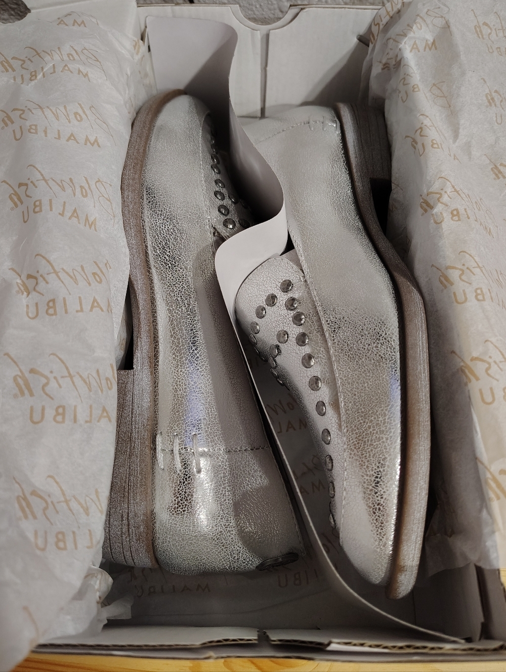 Blowfish Malibu Silver Metallic Studded Loafers, Ladies Dress Shoes Size 7M - Picture 10 of 16